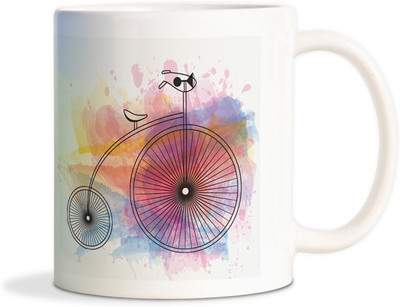 62% OFF on Shoprock Vintage painting bicycle art Coffee Ceramic Mug 450 ml