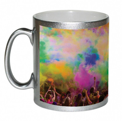55% OFF on AMY Colorful Pepole Playing Holi Ceramic Mug 325 ml