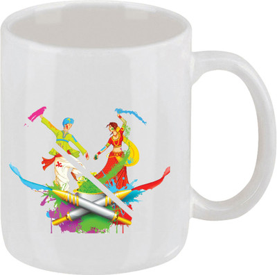28% OFF on Ellicon C54 Couple Happy Holi Coffee Ceramic Mug 325 ml