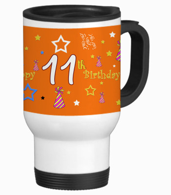 52% OFF on SajawatHomes 11th Happy Birthday White Travel Stainless Steel Mug 600 ml