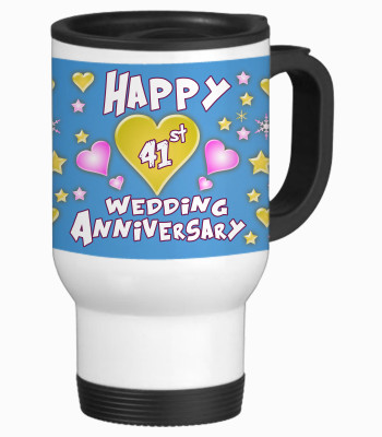 52% OFF on SajawatHomes 41st Happy Anniversary White Travel Stainless Steel Mug 600 ml