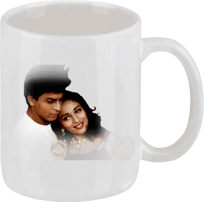 28% OFF on Ellicon C141 Madhuri and Shahrukh Coffee Ceramic Mug 325 ml