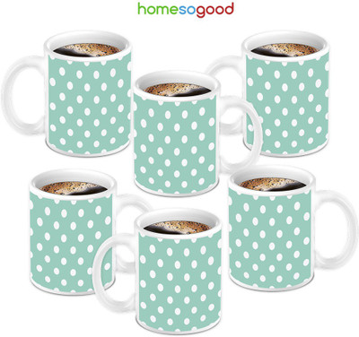 49% OFF on HomeSoGood Lovely Green And White Dot Pattern Coffee 6 Mugs Ceramic Mug 280 ml, Pack of 6 49% OFF on HomeSoGood Lovely Green And White Dot Pattern Coffee 6 Mugs Ceramic Mug 280 ml, Pack of 6