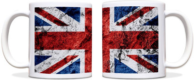 60% OFF on ShopMantra Grunge United Kingdom Flag Black Ceramic Mug 300 ml