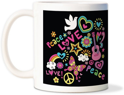 AMY PEACE LOVE HEART MULTICOLOR COFFEE Ceramic Mug AMY PEACE LOVE HEART MULTICOLOR COFFEE Ceramic Mug