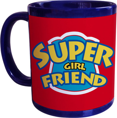 55% OFF on SajawatHomes Gifts For Super Girl Friend Blue Coffee Ceramic Mug 350 ml