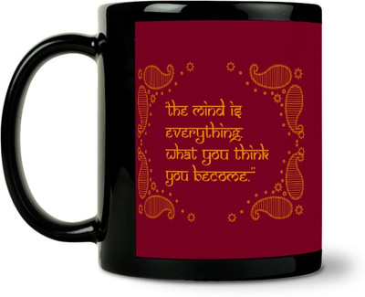 9% OFF on ShopMantra Buddha You Think You Become Quote Ceramic Mug 300 ml