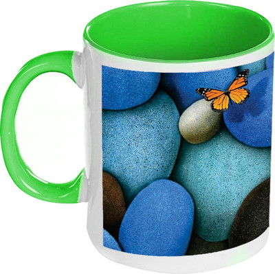 58% OFF on AMY Big Stones Butterfly Inside Green Coffee Ceramic Mug