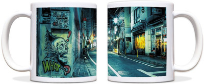 60% OFF on ShopMantra Painted Street Black Ceramic Mug 300 ml