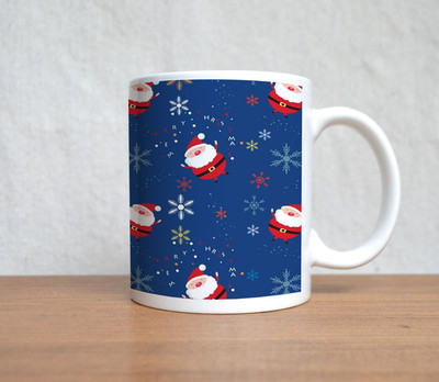 60% OFF on StyBuzz Cute Santa Print Blue Christmas Ceramic Mug 300 ml