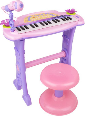Buddy Fun Electronic Symphonic Piano Key Board Organ – Educational Musical Toy With Mp3 Plug-In Option + Sing-Along Microphone (Pink)
