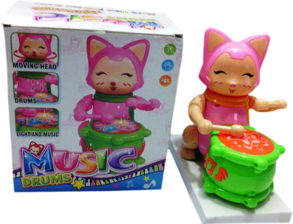 54% OFF on Shop & Shoppee Cute Kitty Drummer With Music & Light Multicolor