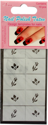 40% OFF on Nail Sina Nail Polish Design Templates Tatoo NPT 8 Silver