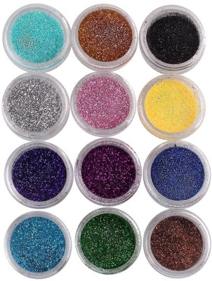 23% OFF on Atanands 12 Color Glitter Powder Dust Nail Art Tips Multicolor