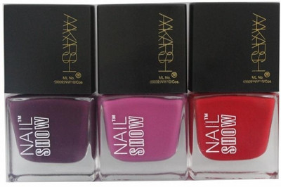 11% OFF on Aakarsh Nail Show - Set of 3 Nail polish - Eternity 9.9 ml Multicolor