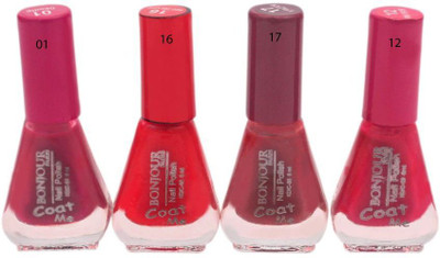 Bonjour Paris Exceptional Nail Polish Set Of 4 20 ml Desire, Classic Red, Mauve, Pink Fever Bonjour Paris Exceptional Nail Polish Set Of 4 20 ml Desire, Classic Red, Mauve, Pink Fever