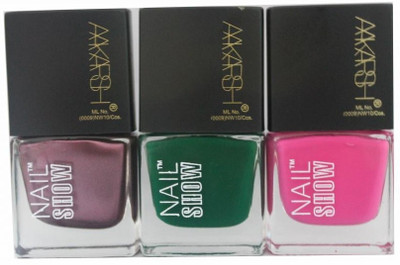 11% OFF on Aakarsh Nail Show - Set of 3 Nail polish - Amaze 9.9 ml Multicolor