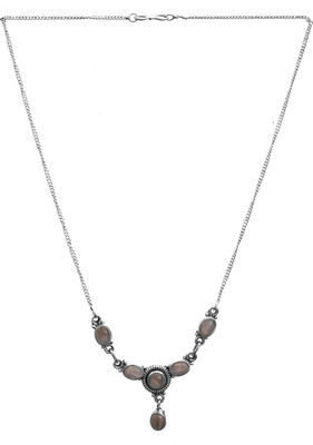Exotic India Rainbow Moonstone Sterling Silver Necklace
