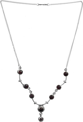 Exotic India Stylish Garnet Sterling Silver Necklace