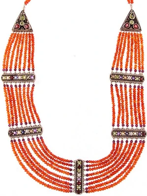 Exotic India Faceted Carnelian Sterling Silver Necklace