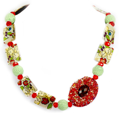 13% OFF on Aara Arts Green Floral Acrylic, Stone Necklace