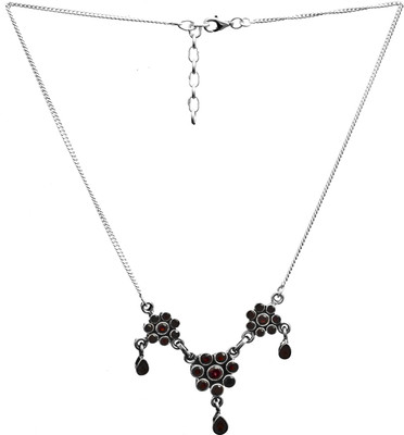 Exotic India Faceted Garnet Sterling Silver Necklace