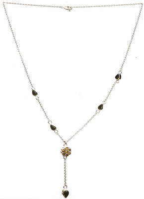 Exotic India Stylish Peridot, Zircon Sterling Silver Necklace
