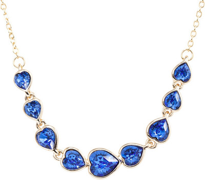 GemLN Sapphire Heart Shaped Crystal 18K Rose Gold Plated Alloy Necklace GemLN Sapphire Heart Shaped Crystal 18K Rose Gold Plated Alloy Necklace