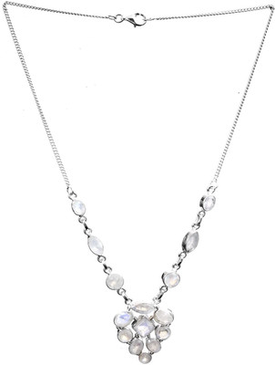 Exotic India Faceted Moonstone Sterling Silver Necklace