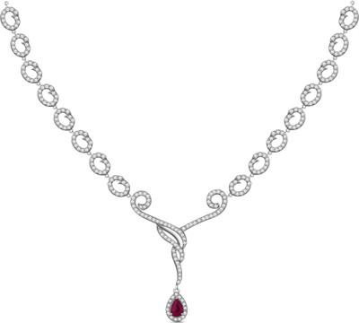 50% OFF on Ciemme 7.54 Ct Romantic Cubic Zirconia, Ruby Sterling Silver Necklace