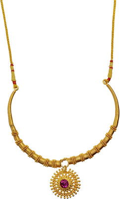 75% OFF on Womens Trendz Rava Pandal Paip Thushi Crystal Yellow Gold Plated Alloy Necklace