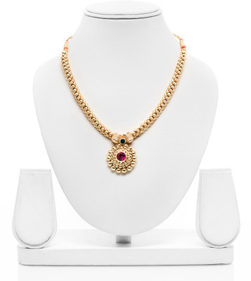 50% OFF on Senorita Thushi With Pink stones and Flower Pendant Brass, Alloy Necklace
