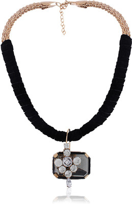 Cinderella Collection By Shining Diva Black & Gold Crystal Neckpiece Alloy Necklace