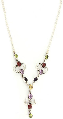 Exotic India Faceted Peridot Sterling Silver Necklace