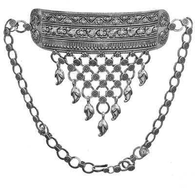 Exotic India Chandelier Choker with Buds Sterling Silver Necklace