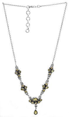Exotic India Faceted Peridot Sterling Silver Necklace