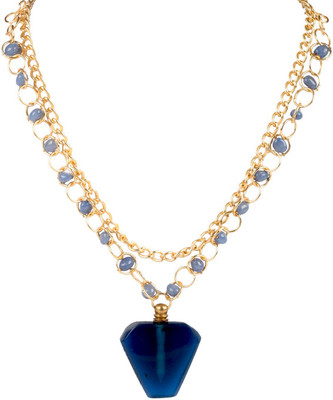 51% OFF on Sparkling Drop Sapphire Brass Necklace