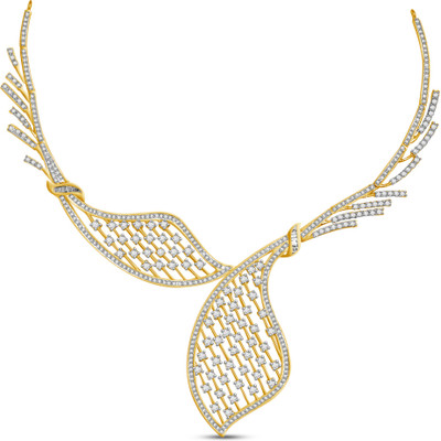 50% OFF on Ciemme 10.48 CT Dazzling Fashion Cubic Zirconia 18K Yellow Gold Plated Silver Necklace