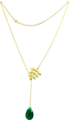 68% OFF on Exxotic Jewelz Designer Fashion Onyx 22K Yellow Gold Plated Silver Necklace