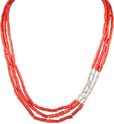 51% OFF on Sparkling Drop Coral Brass Necklace