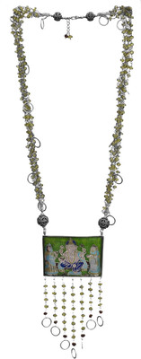 Exotic India Faceted Garnet, Peridot Sterling Silver Necklace