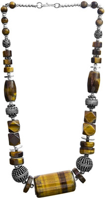 Exotic India Tiger Eye Sterling Silver Necklace