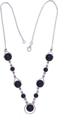 Exotic India Stylish Lapis Lazuli Sterling Silver Necklace