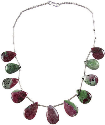 Exotic India Ruby Zoisite Sterling Silver Necklace