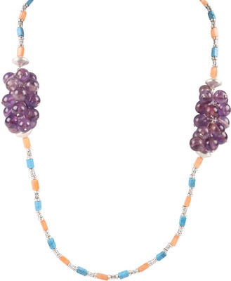 51% OFF on Sparkling Drop Turquoise, Amethyst Brass Necklace