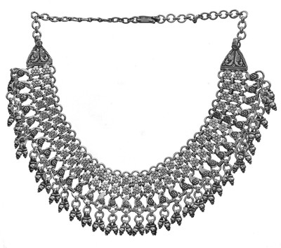 Exotic India Ethnic Floral Choker with Charm Sterling Silver Necklace Exotic India Ethnic Floral Choker with Charm Sterling Silver Necklace