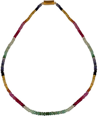 Krishna Pearls & Jewellers Multicolor stone bees string single Rhodium Plated Stone Necklace