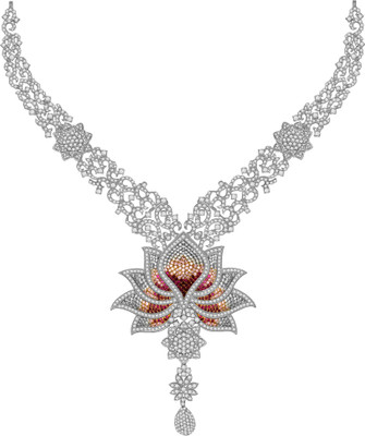 23% OFF on Ciemme Classic Lotus Style Cubic Zirconia Sterling Silver Necklace