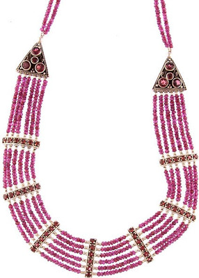 Exotic India Faceted Garnet Sterling Silver Necklace