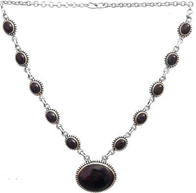 Exotic India Stylish Onyx Sterling Silver Necklace